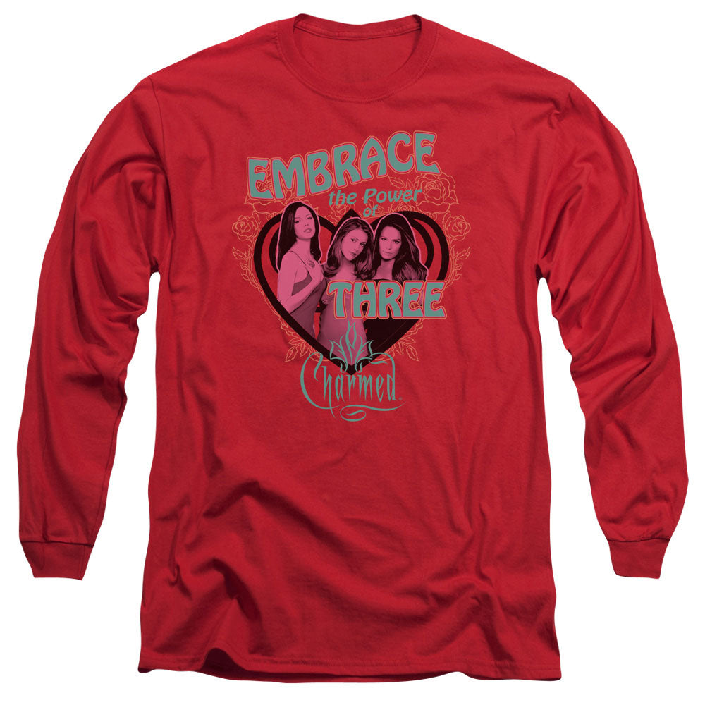 Charmed Embrace The Power Mens Long Sleeve Shirt Red Officially Licensed Officially Licensed