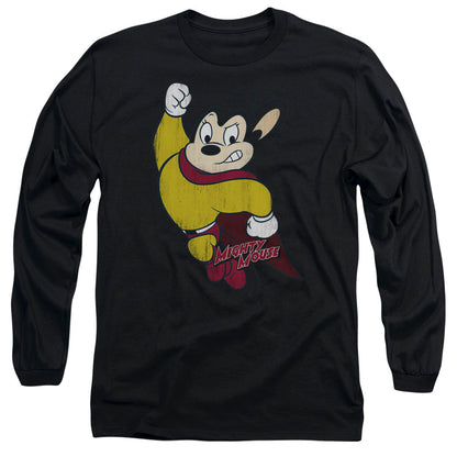 Mighty Mouse Classic Hero Mens Long Sleeve Shirt Black Officially Licensed