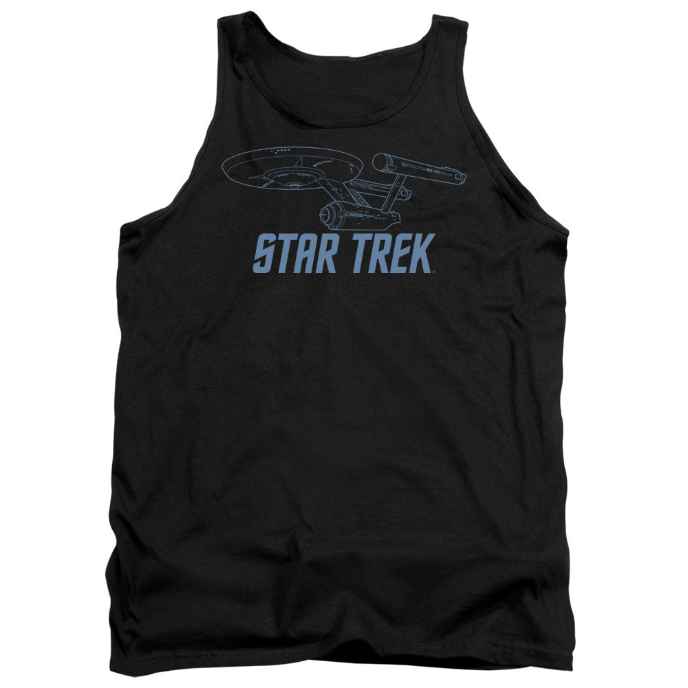 Star Trek Enterprise Outline Mens Tank Top Shirt Black