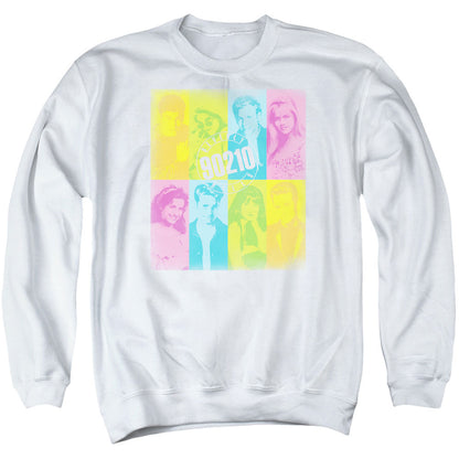 90210 Color Block Of Friends Mens Crewneck Sweatshirt White