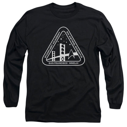 Star Trek White Academy Logo Mens Long Sleeve Shirt Black Officially Licensed
