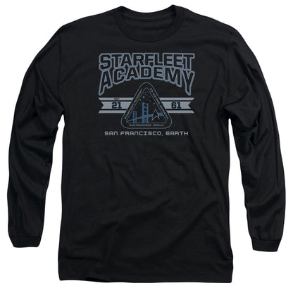 Star Trek Starfleet Academy Earth Mens Long Sleeve Shirt Black Officially Licensed Officially Licensed