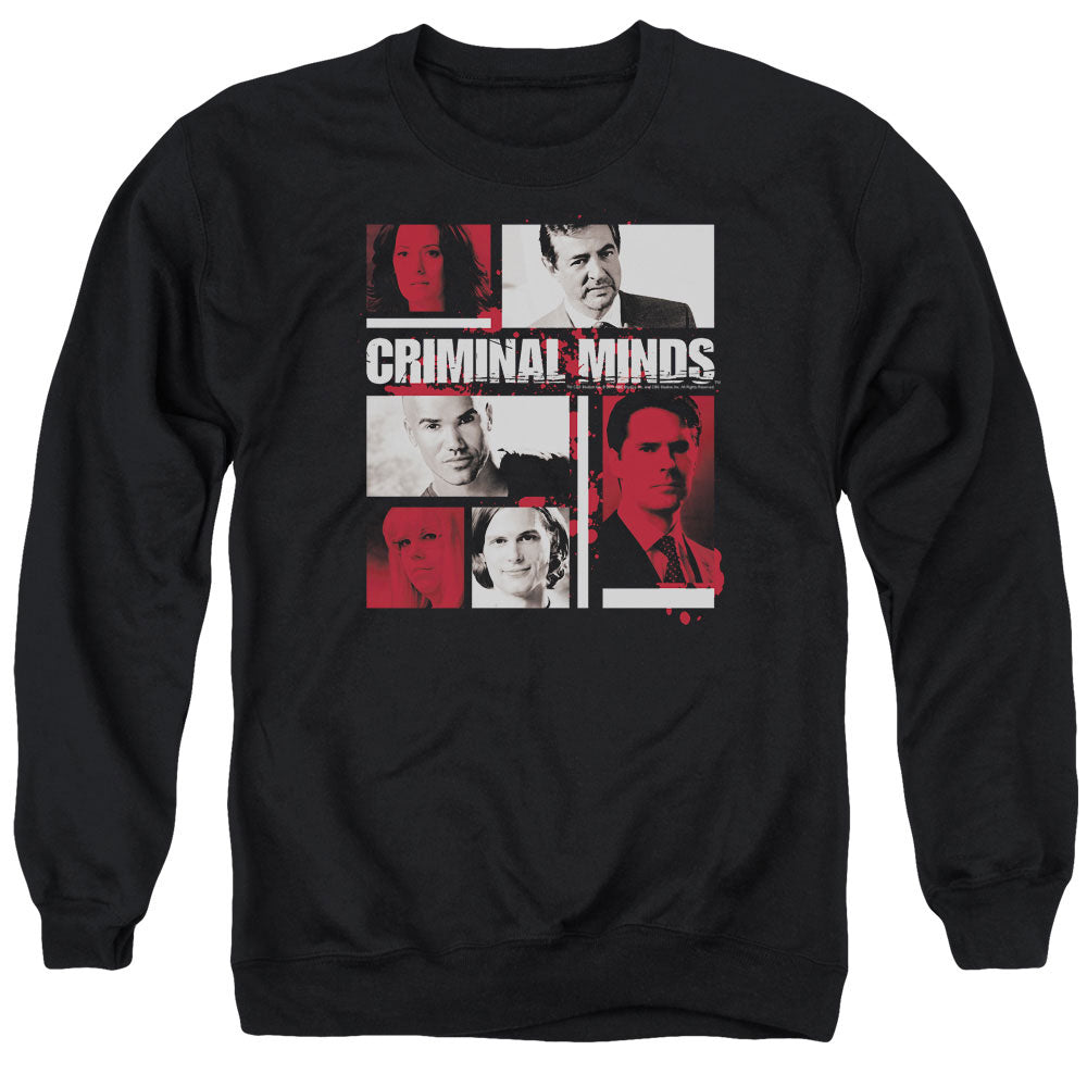 Criminal Minds Character Boxes Mens Crewneck Sweatshirt Black Officially Licensed