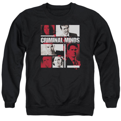 Criminal Minds Character Boxes Mens Crewneck Sweatshirt Black Officially Licensed