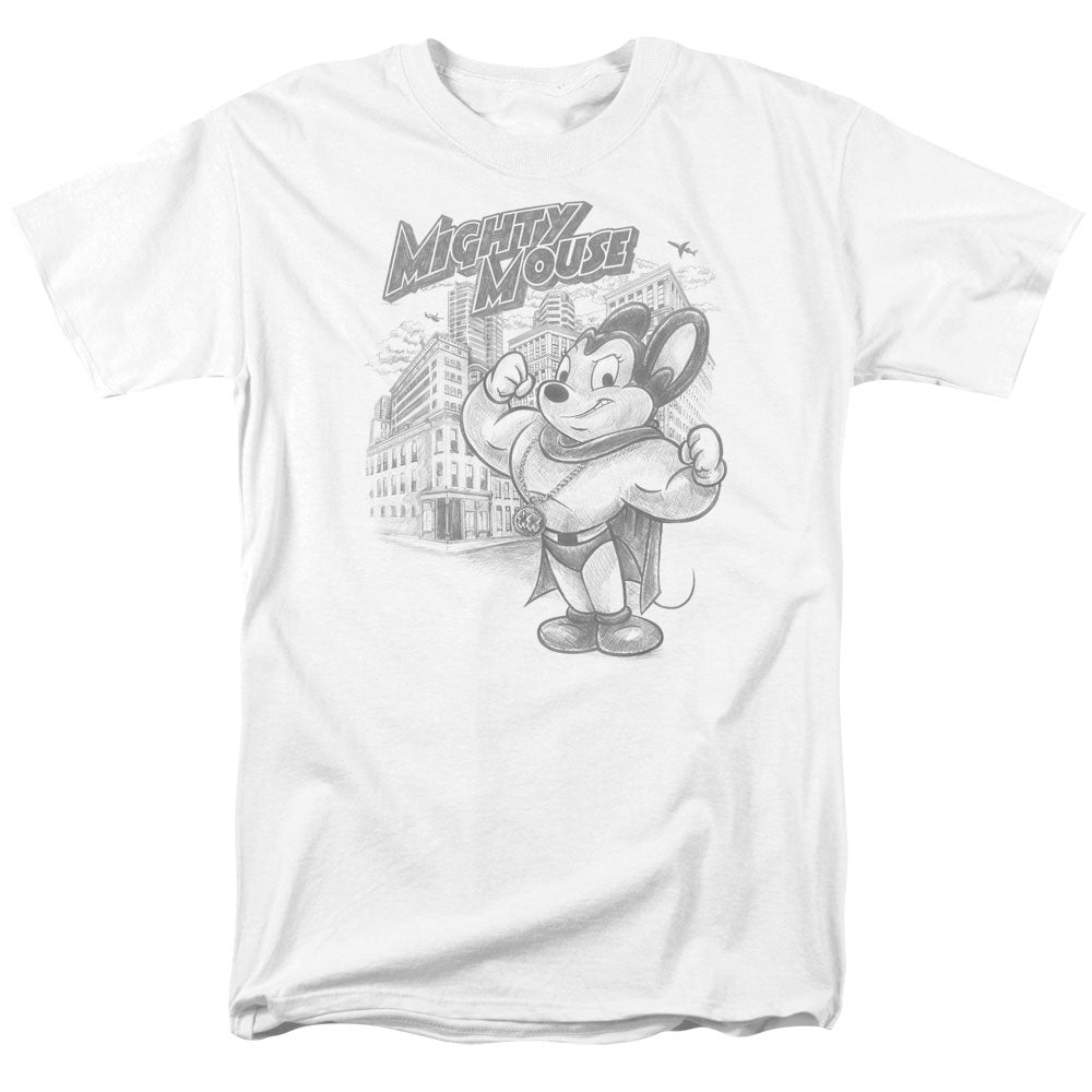 Mighty Mouse Protect And Serve Mens T Shirt White