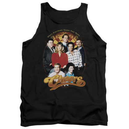 Cheers Group Shot Mens Tank Top Shirt Black