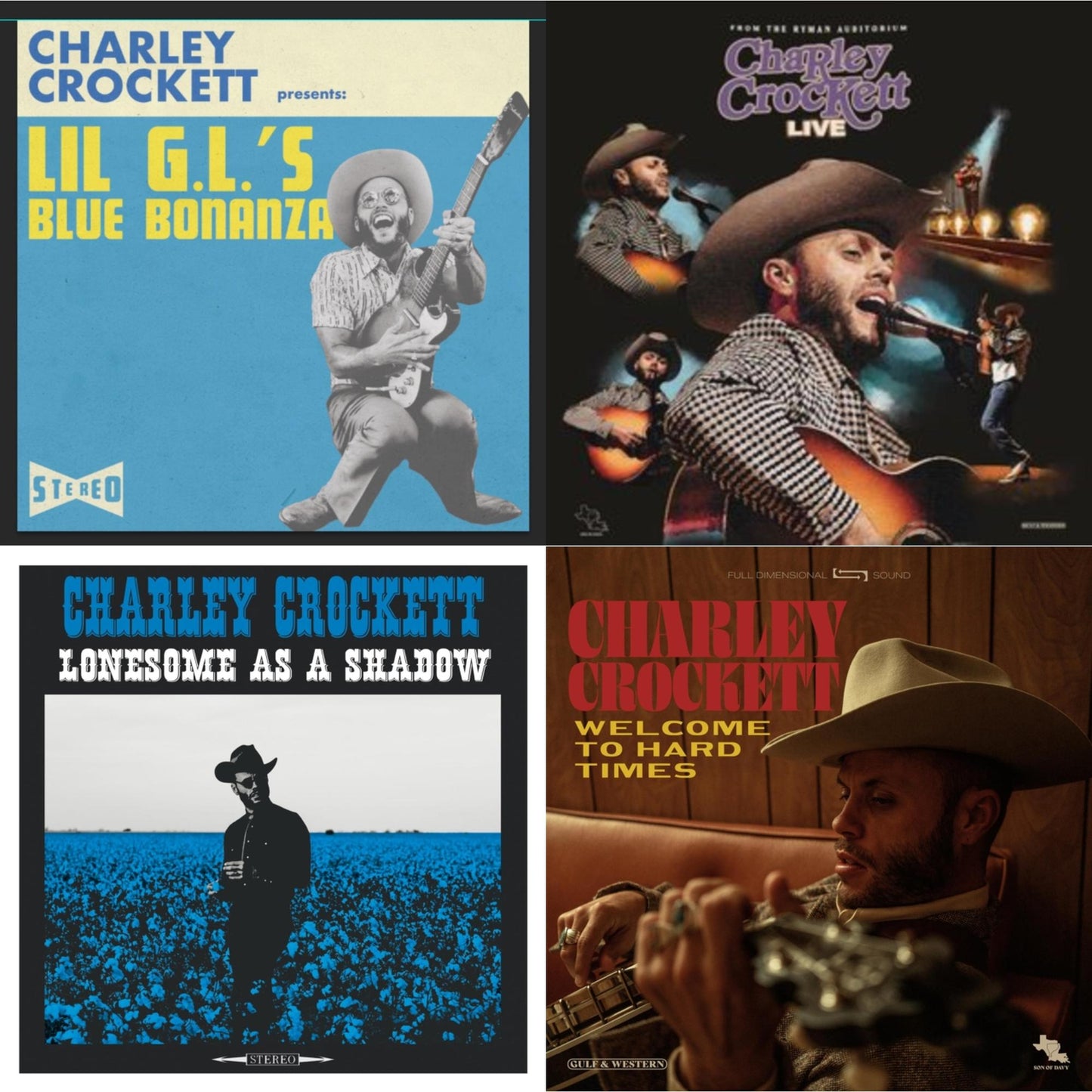 Charley Crockett - Lil G.L.'S Blue Bonanza & Live From The Ryman (2LP) & Lonesome As A Shadow & Welcome To Hard Times