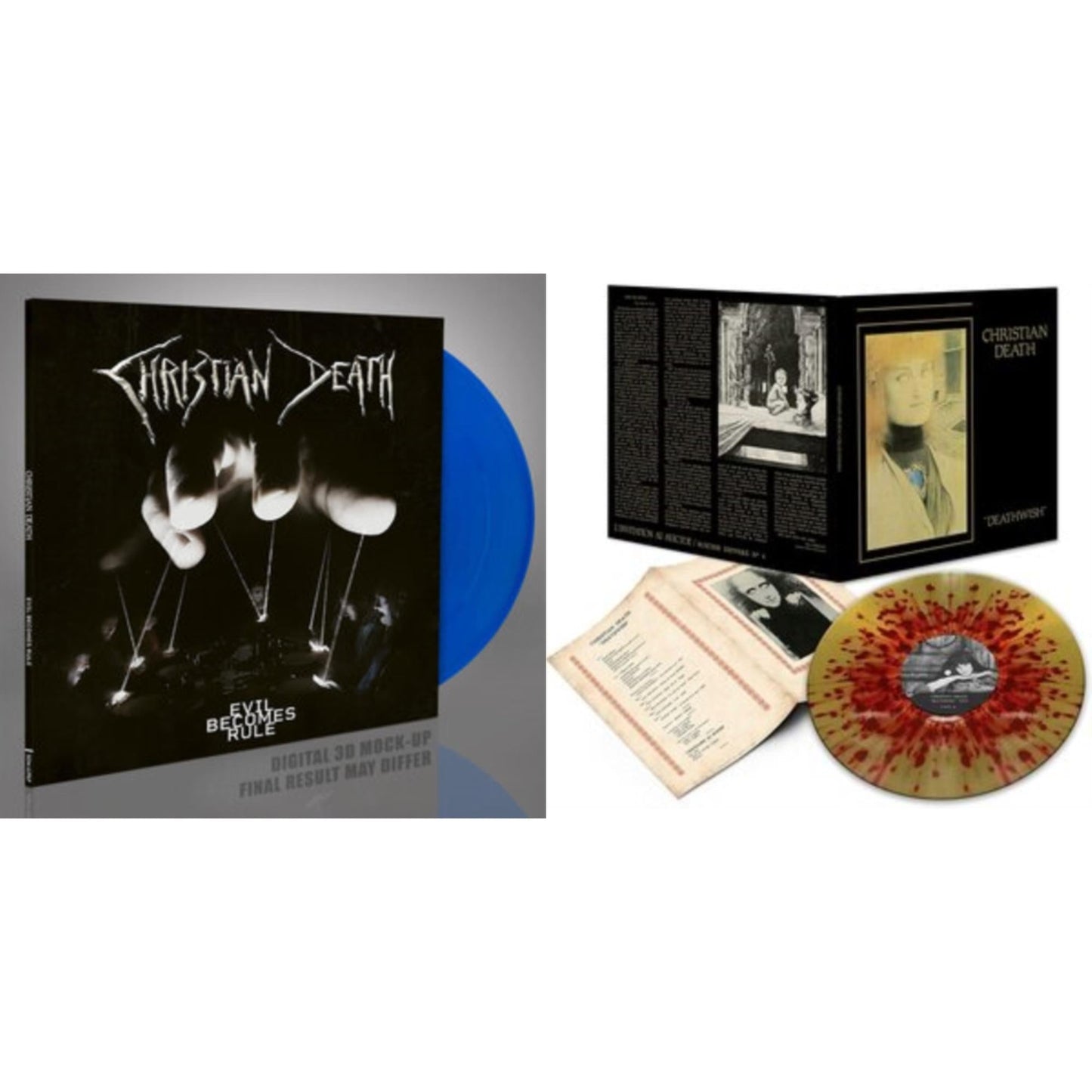 Christian Death - Evil Becomes Rule (Blue LP Vinyl) & Deathwish (Deluxe/Red & Gold Splatter LP Vinyl)