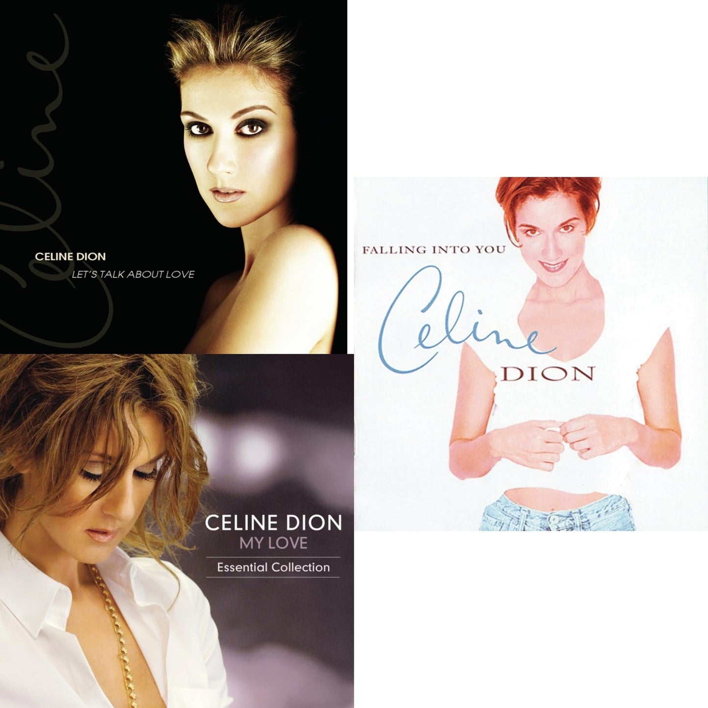 Celine Dion - Falling Into You (2 LP/140G/Dl Code) & Let's Talk About Love (Limited Edition/Opaque Orange Color Vinyl/2LP) & My Love Essential Collection (2LP)