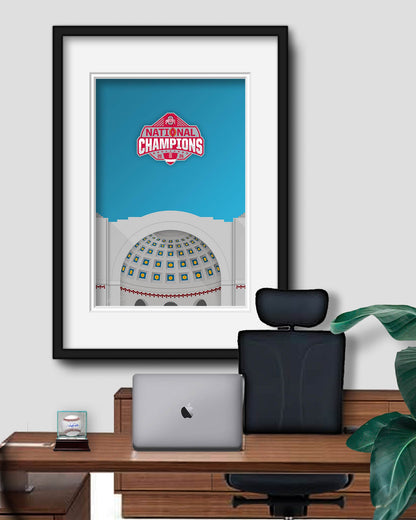 Minimalist Ohio Stadium College Football Champions 2024 Limited Edition Art Print