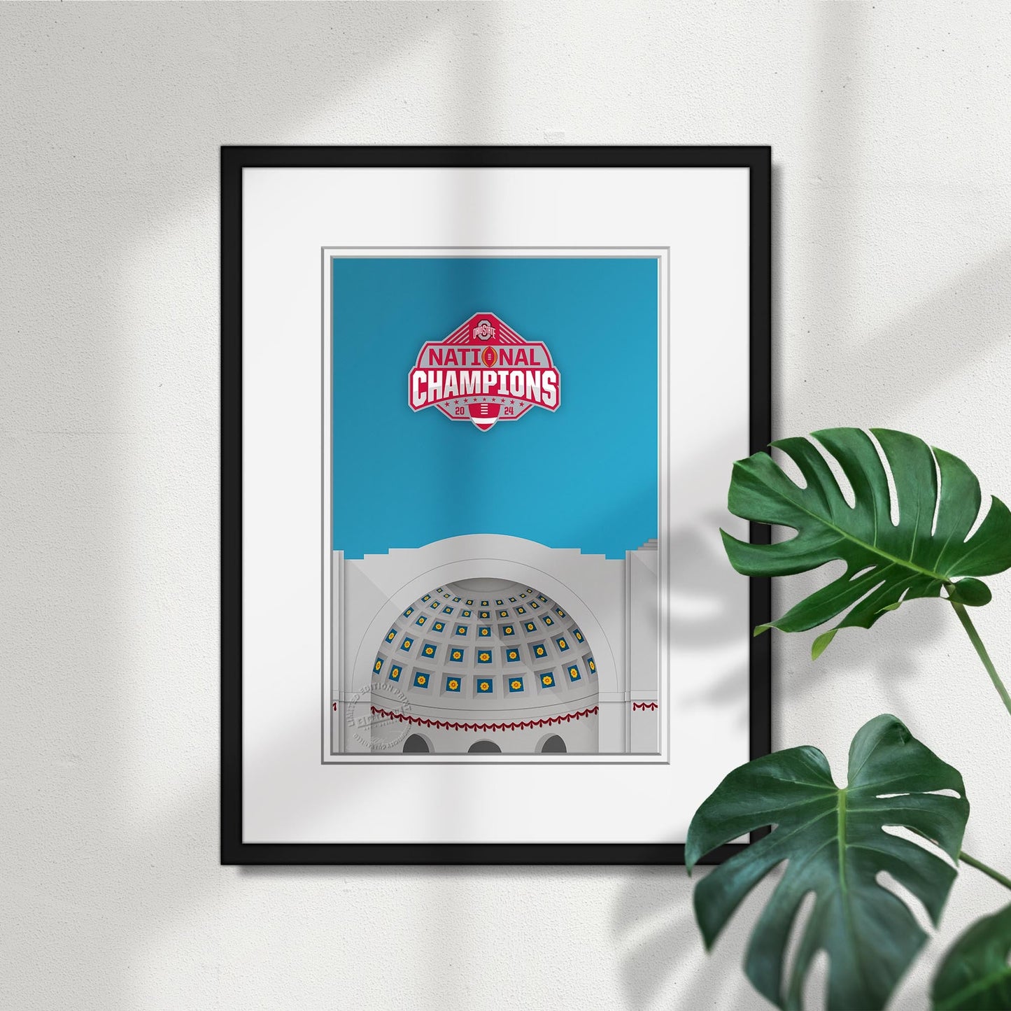 Minimalist Ohio Stadium College Football Champions 2024 Limited Edition Art Print