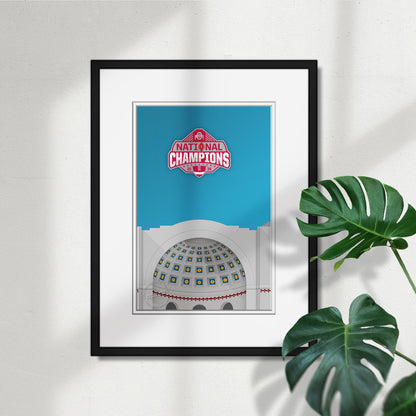 Minimalist Ohio Stadium College Football Champions 2024 Limited Edition Art Print