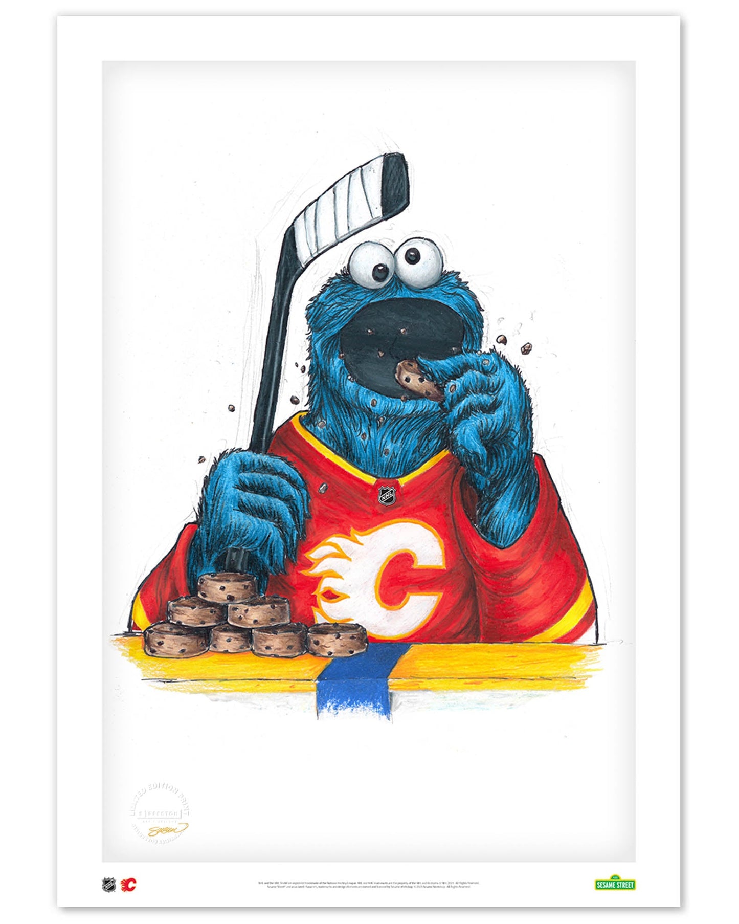 Cookie Monster x NHL Flames Limited Edition Art Print