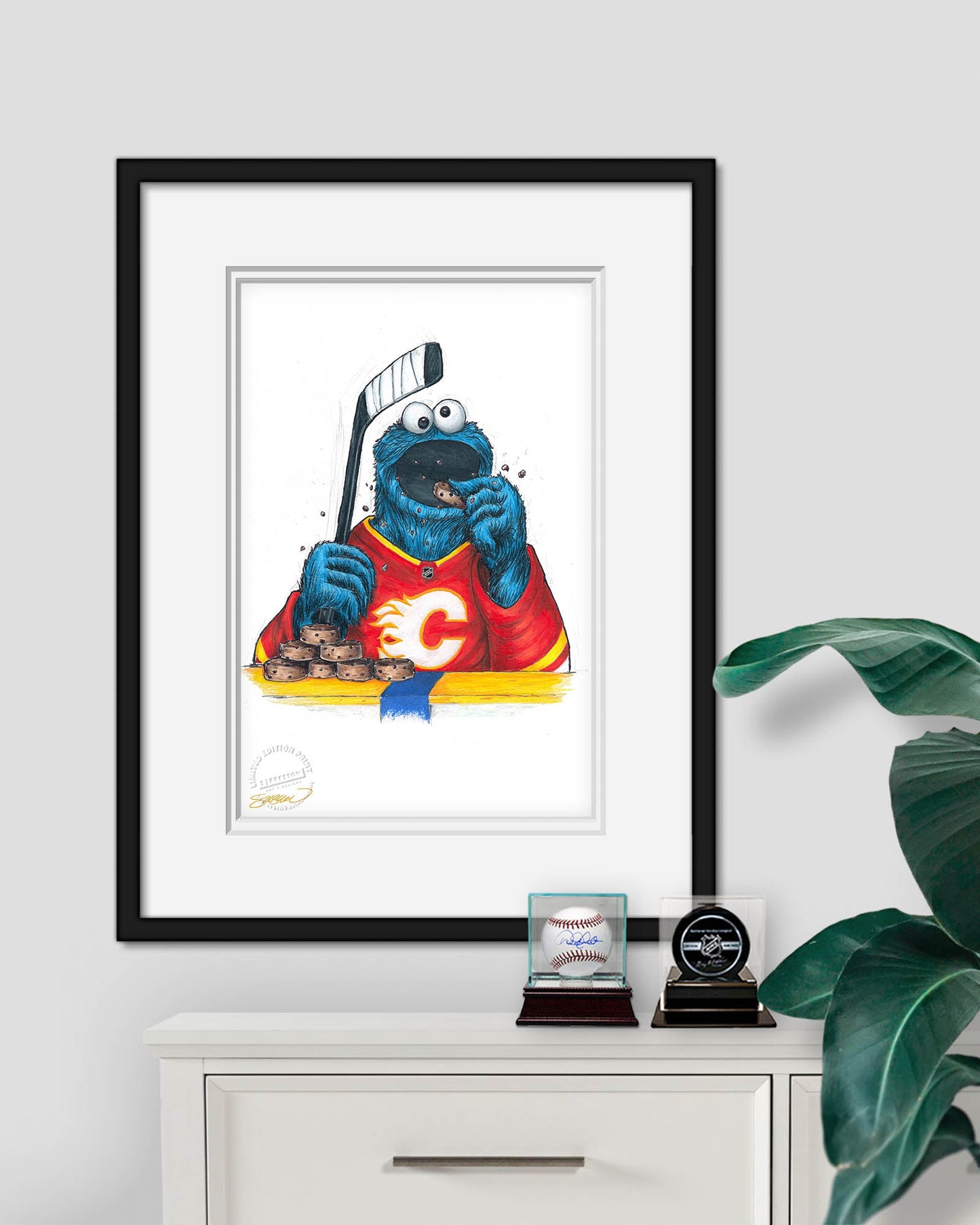 Cookie Monster x NHL Flames Limited Edition Art Print