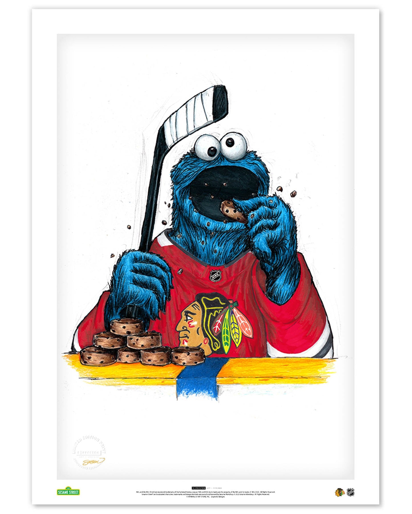 Cookie Monster x NHL Blackhawks Limited Edition Art Print