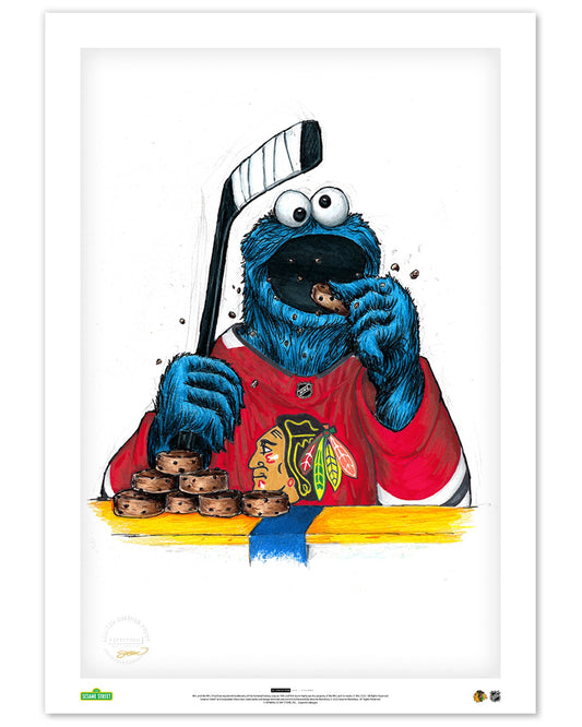 Cookie Monster x NHL Blackhawks Limited Edition Art Print