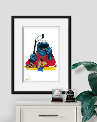 Cookie Monster x NHL Blackhawks Limited Edition Art Print