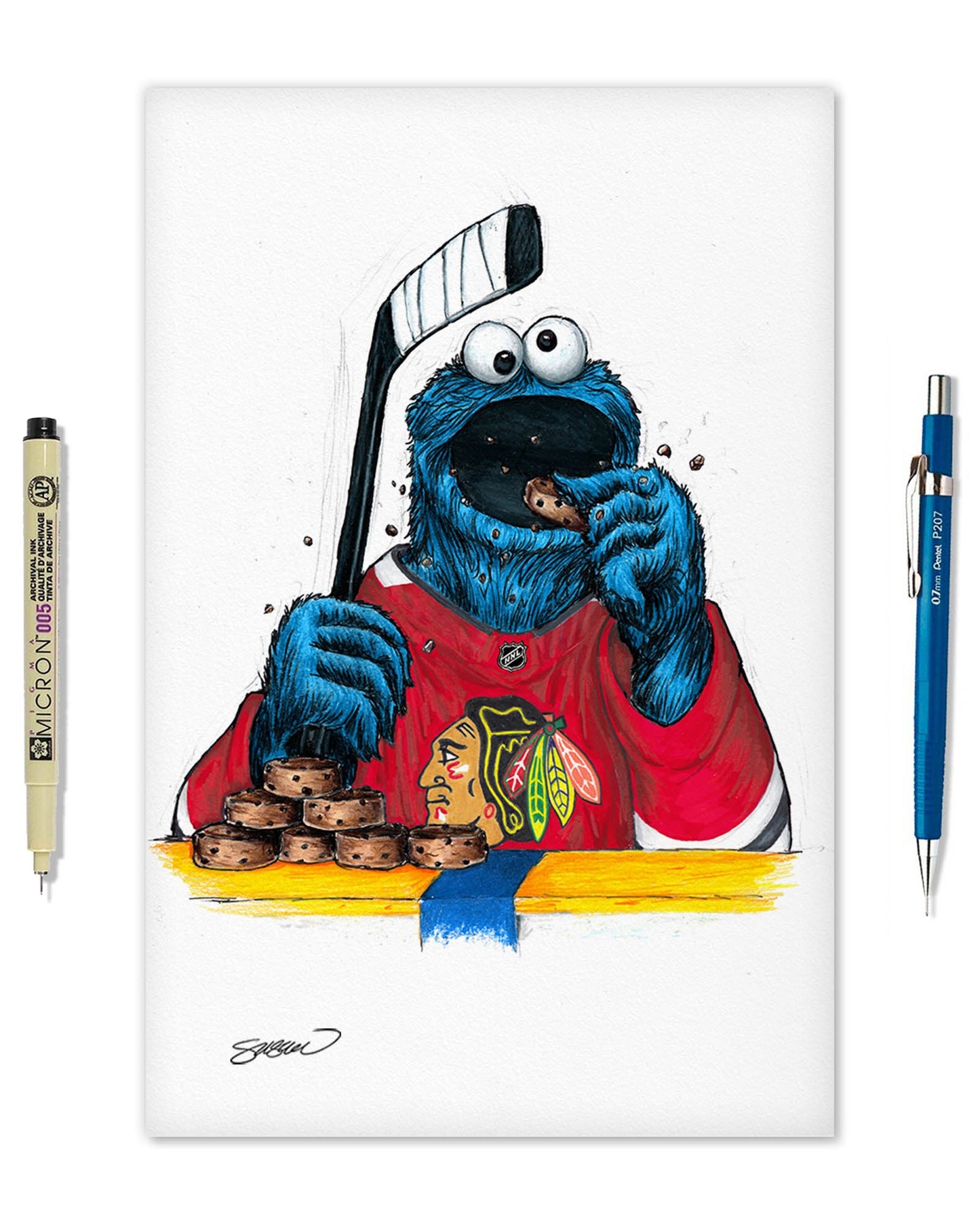 Cookie Monster x NHL Blackhawks Limited Edition Art Print