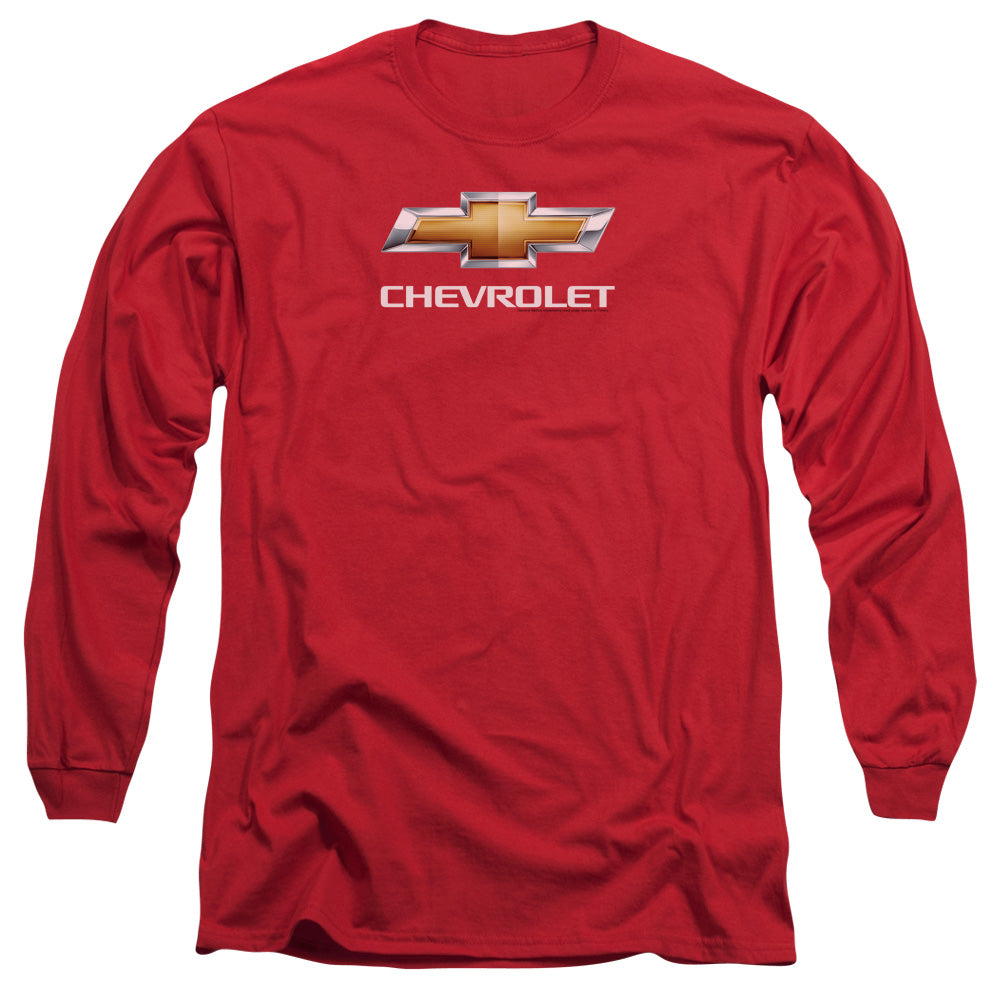 Chevrolet Chevy Bowtie Stacked Mens Long Sleeve Shirt Red