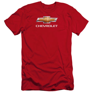 Chevrolet Chevy Bowtie Stacked Premium Bella Canvas Slim Fit Mens T Shirt Red