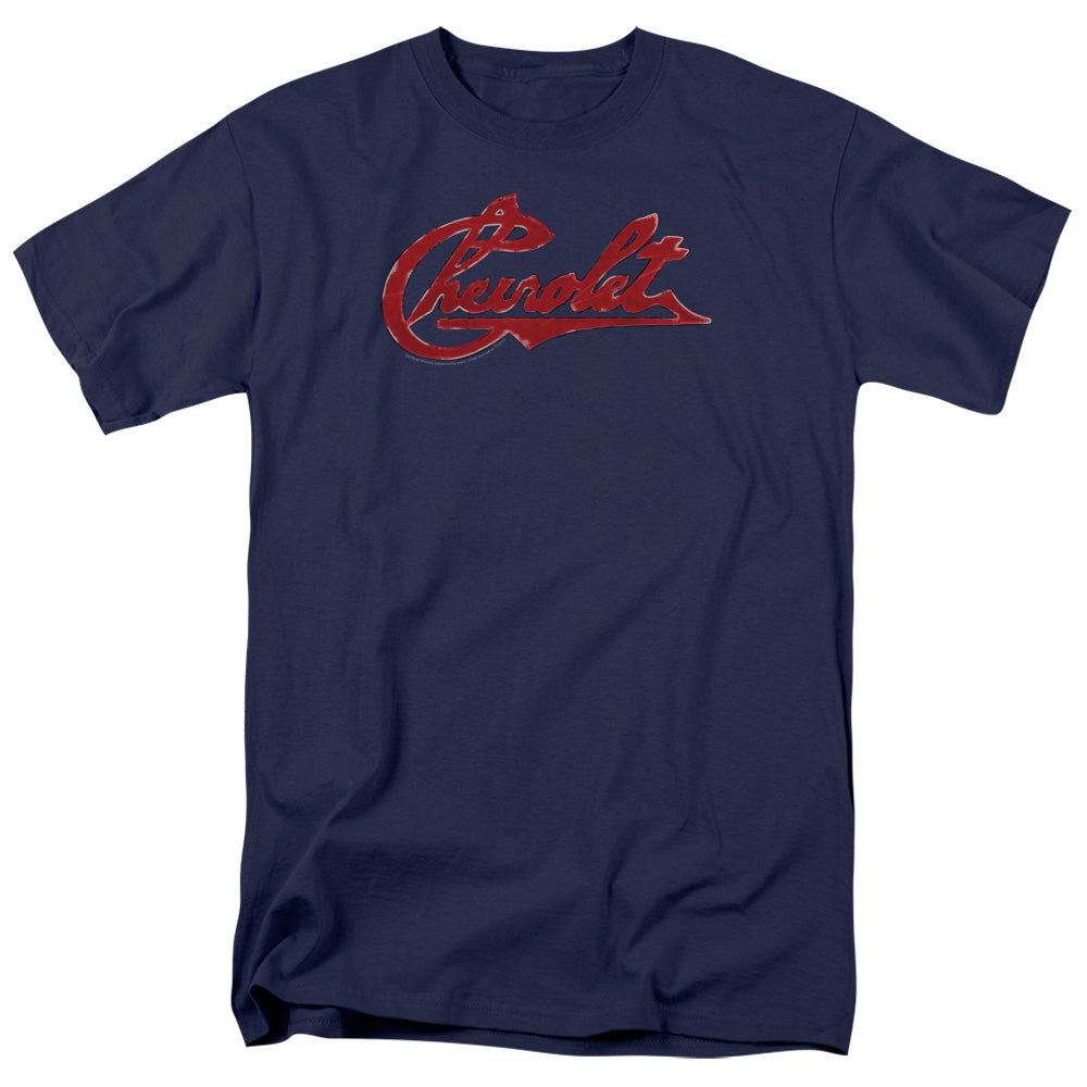 Chevrolet Chevrolet Script Distressed Mens T Shirt Navy