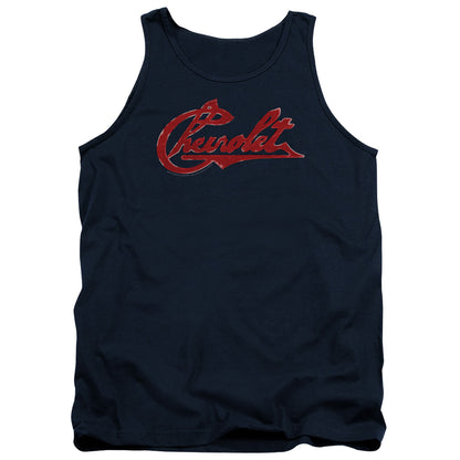 Chevrolet Chevrolet Script Distressed Mens Tank Top Shirt Navy