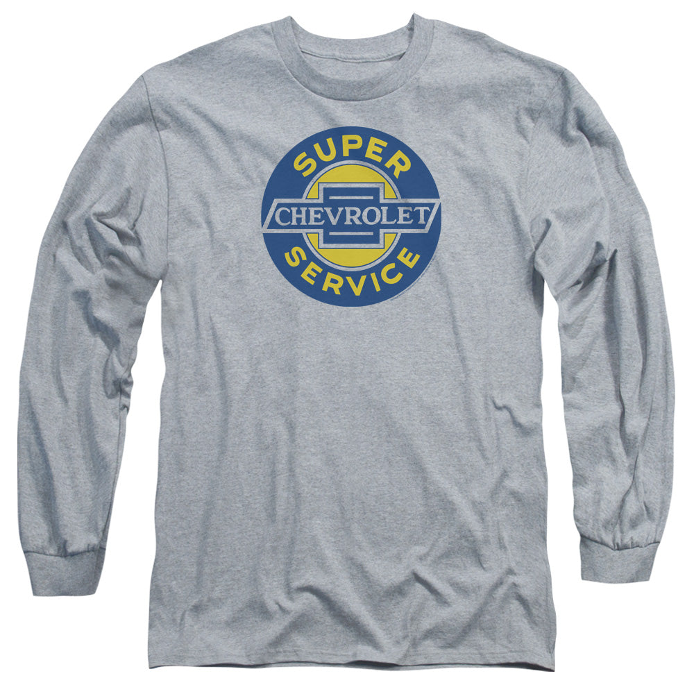 Chevrolet Chevy Super Service Mens Long Sleeve Shirt Athletic Heather Officially Licensed Officially Licensed