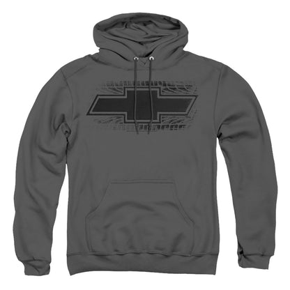 Chevrolet Bowtie Burnout Mens Hoodie Charcoal Officially Licensed