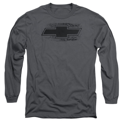 Chevrolet Bowtie Burnout Mens Long Sleeve Shirt Charcoal Officially Licensed Officially Licensed