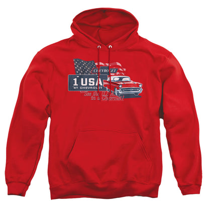 Chevrolet See The Usa Mens Hoodie Red Officially Licensed