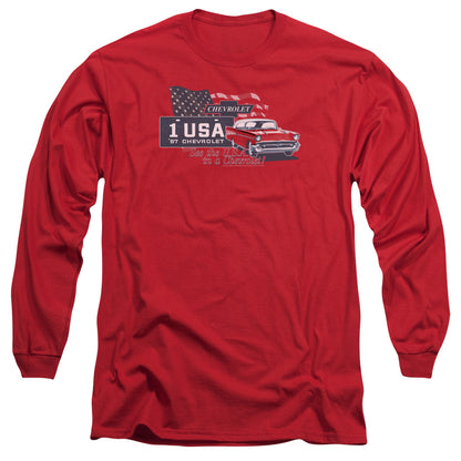 Chevrolet See The Usa Mens Long Sleeve Shirt Red Officially Licensed Officially Licensed