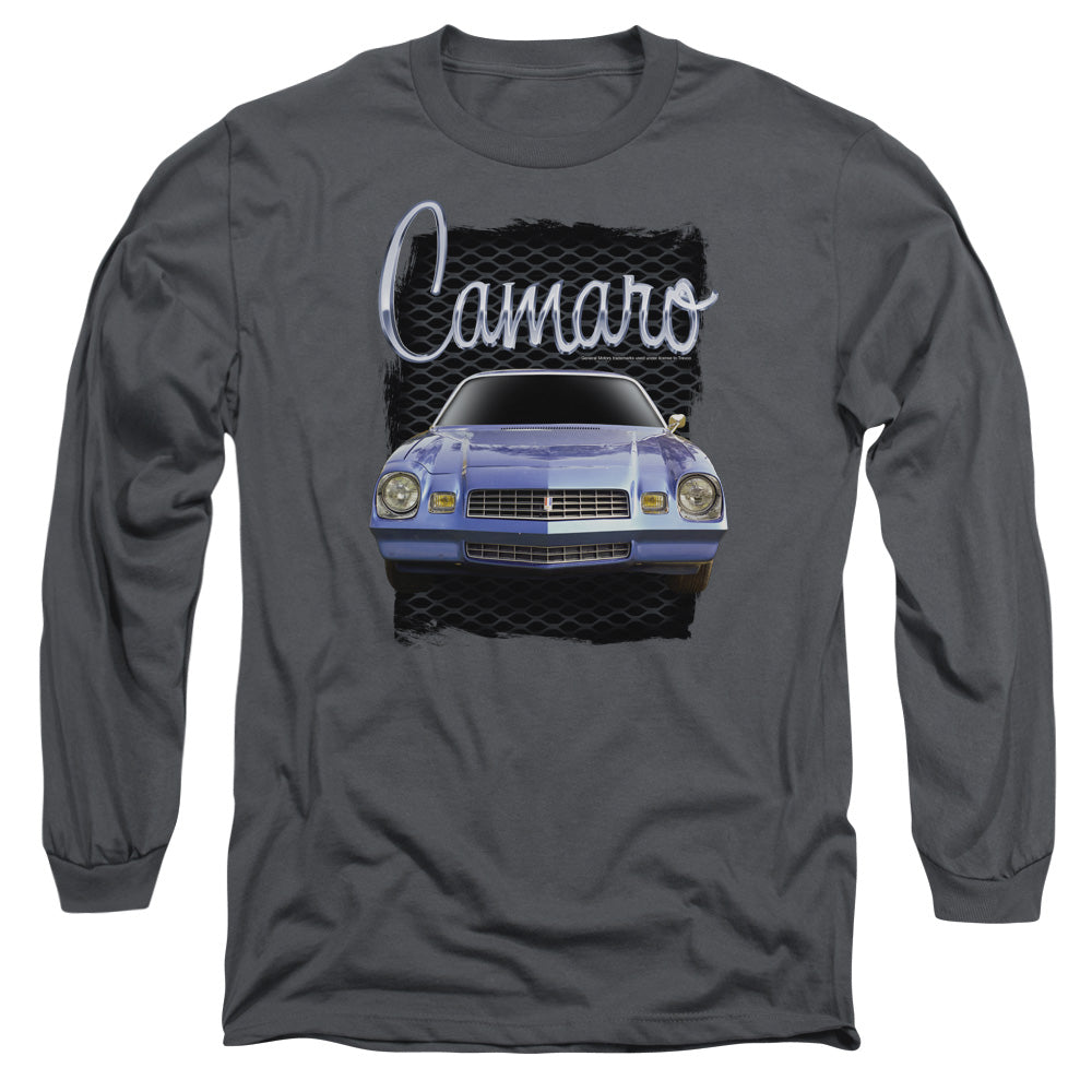 Chevrolet Yellow Camaro Mens Long Sleeve Shirt Charcoal