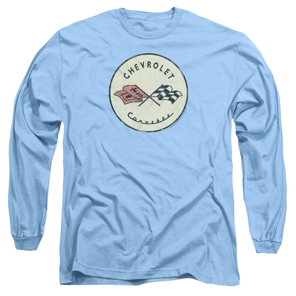 Chevrolet Old Vette Mens Long Sleeve Shirt Carolina Blue