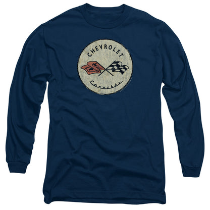 Chevrolet Old Vette Mens Long Sleeve Shirt Navy