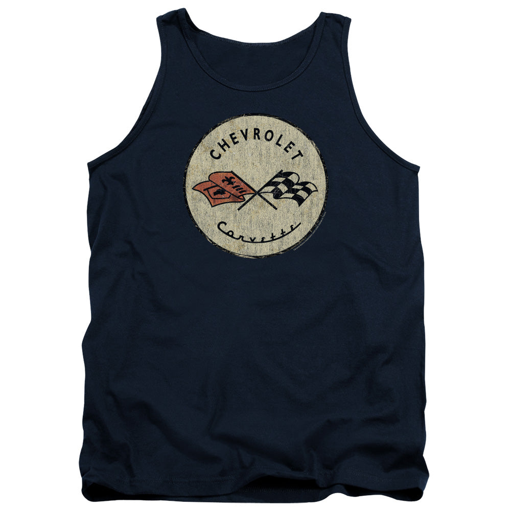 Chevrolet Old Vette Mens Tank Top Shirt Navy