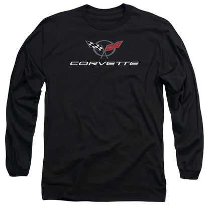 Chevrolet Corvette Modern Emblem Mens Long Sleeve Shirt Black Officially Licensed Officially Licensed