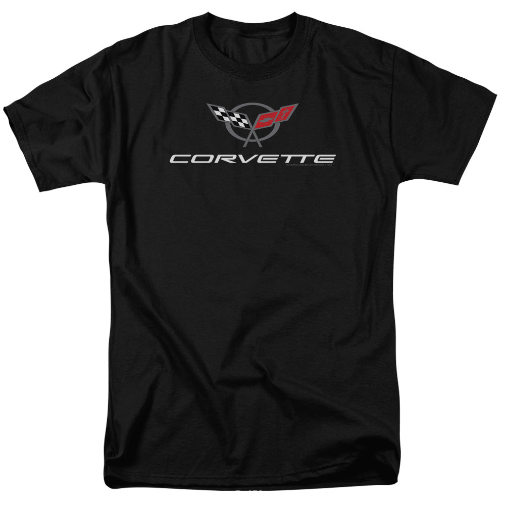 Chevrolet Corvette Modern Emblem Mens T Shirt Black