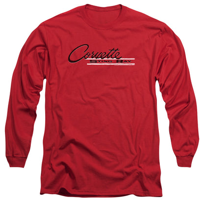 Chevrolet Retro Stingray Mens Long Sleeve Shirt Red