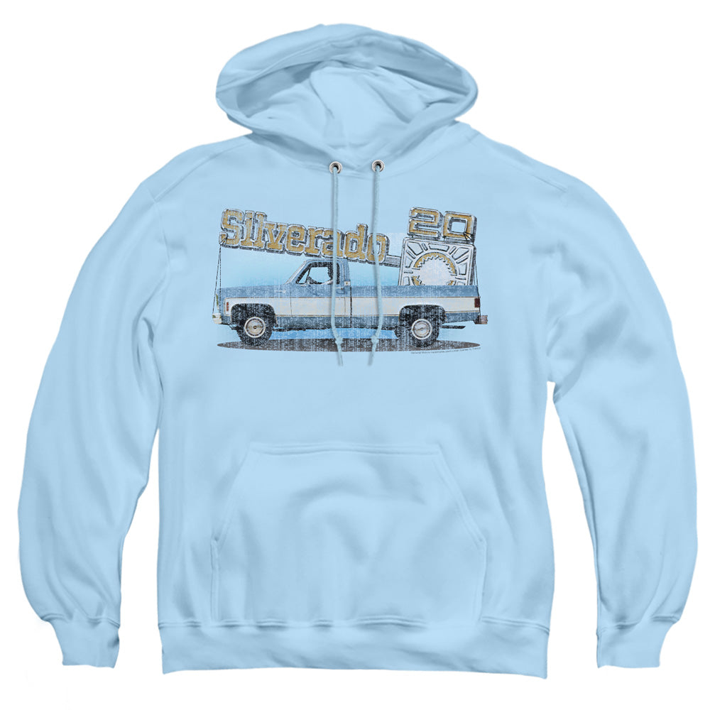 Chevrolet Old Silverado Sketch Mens Hoodie Light Blue Officially Licensed