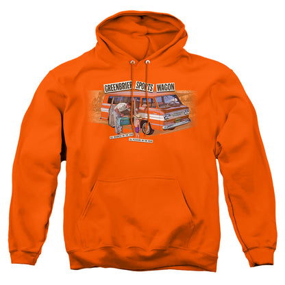Chevrolet Greenbrier Corvair Sport Wagon Mens Hoodie Orange Officially Licensed