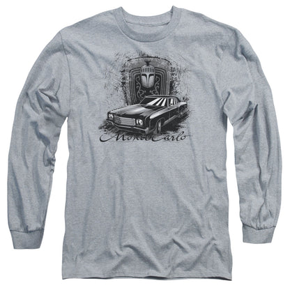 Chevrolet Monte Carlo Drawing Mens Long Sleeve Shirt Athletic Heather Officially Licensed Officially Licensed