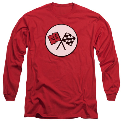 Chevrolet 2Nd Gen Vette Logo Mens Long Sleeve Shirt Red Officially Licensed Officially Licensed