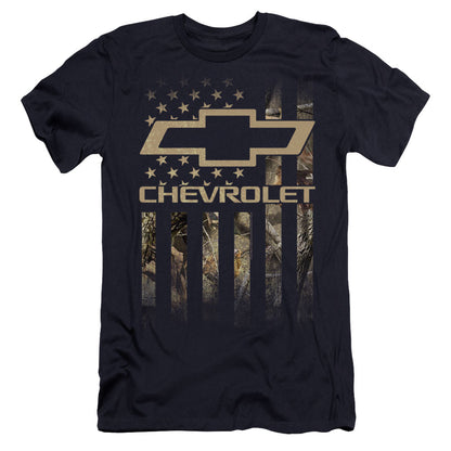 Chevrolet Camo Flag Hbo Premium Bella Canvas Slim Fit Mens T Shirt Navy