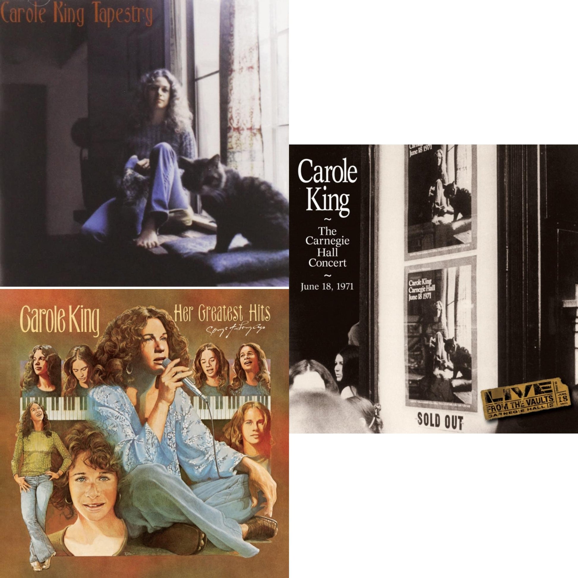Carole King - Tapestry & Her Greatest Hits: Songs Of Long Ago & Carnegie Hall Concert June 18 1971 - CD Bundle
