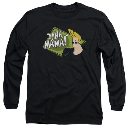 Johnny Bravo Oohh Mama Mens Long Sleeve Shirt Black Officially Licensed Officially Licensed