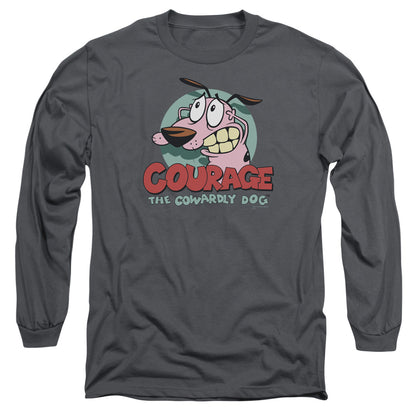 Courage The Cowardly Dog Courage Mens Long Sleeve Shirt Charcoal Officially Licensed Officially Licensed