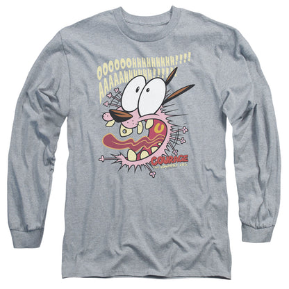 Courage The Cowardly Dog Scaredy Dog Mens Long Sleeve Shirt Athletic Heather Officially Licensed Officially Licensed