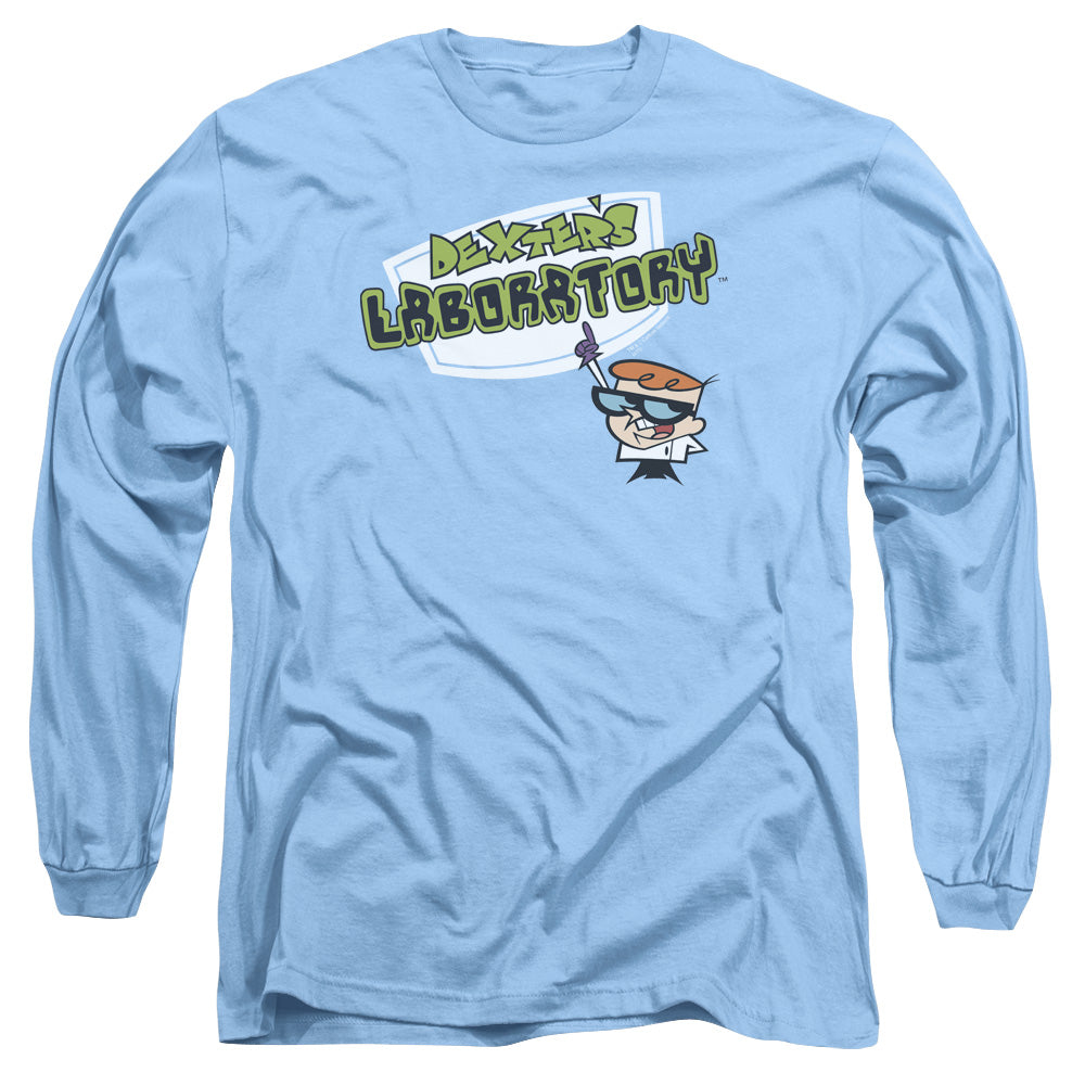 Dexters Laboratory Logo Mens Long Sleeve Shirt Carolina Blue Officially Licensed