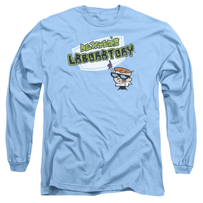 Dexters Laboratory Logo Mens Long Sleeve Shirt Carolina Blue Officially Licensed