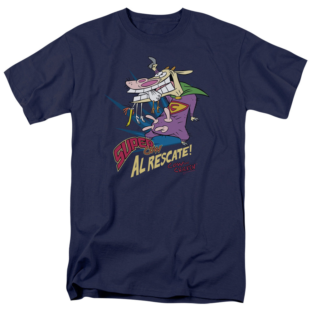 Cow & Chicken Super Cow Mens T Shirt Navy